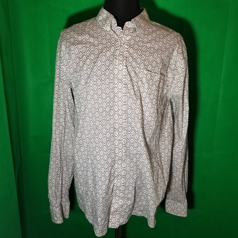 Rank 45 Mens Large Long Sleeve Button Up Shirt Retro Preppy Minimalist Business